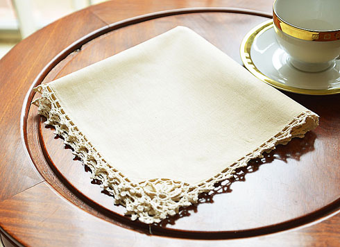 Napkin with Crochet Edges. Vanilla color. 17" napkins. - Click Image to Close